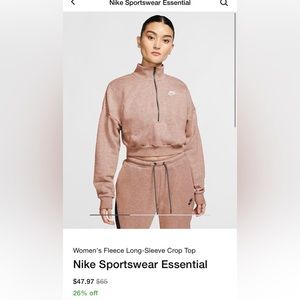 Nike Women Fleece crop top sweater